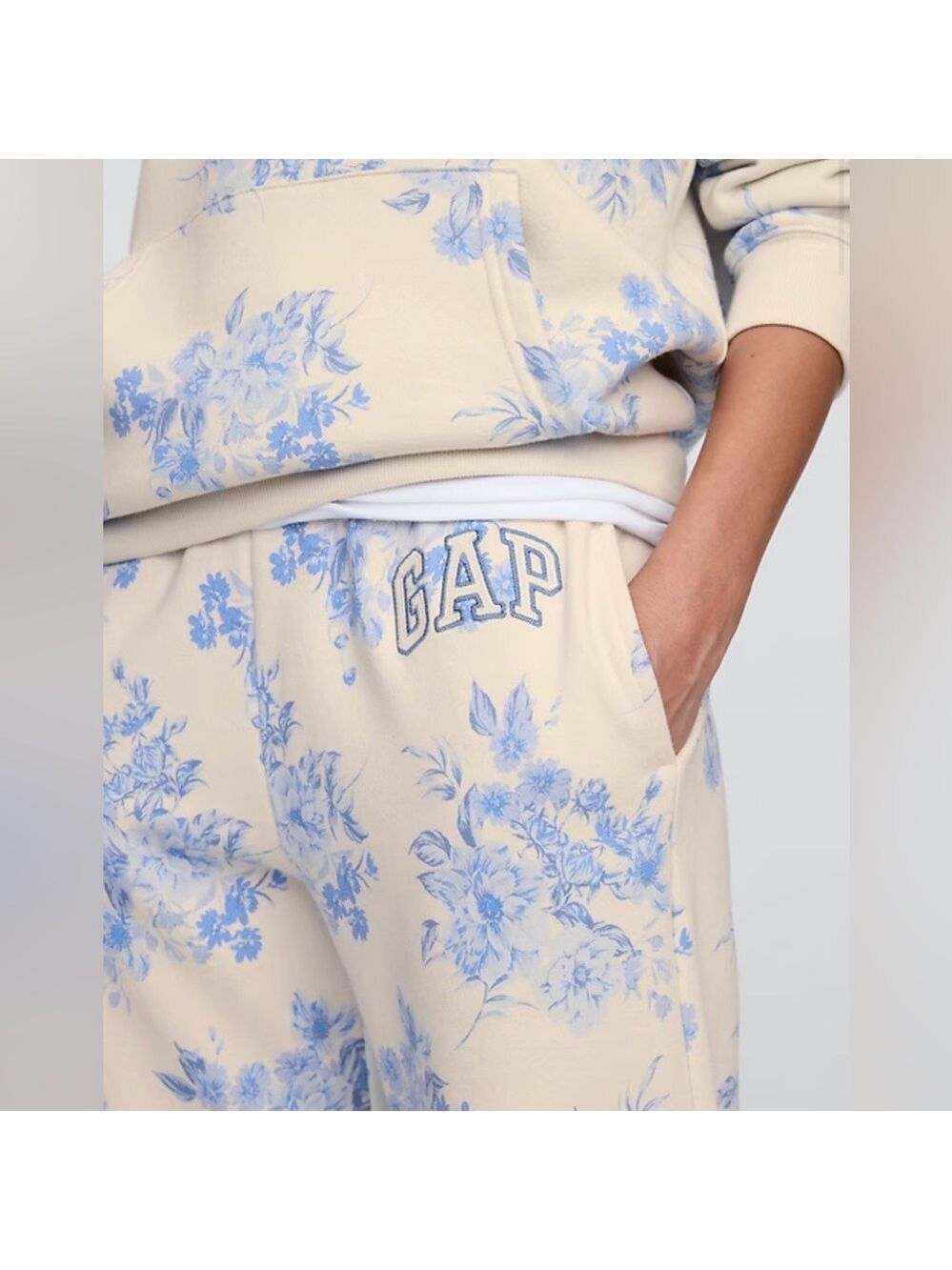Gap Heritage Logo Blue Floral Pull-On Sweatpants Joggers NWOT XL Loungewear - Picture 4 of 5